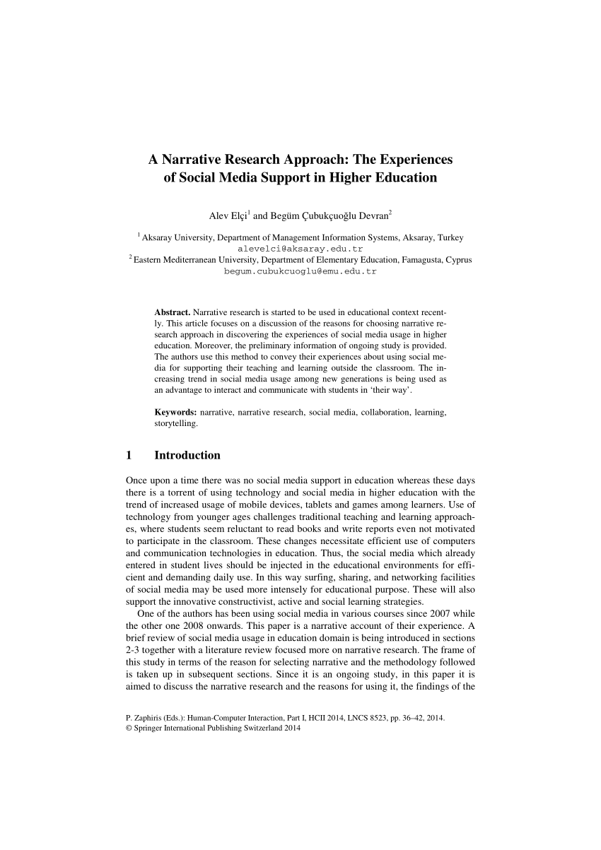 Pdf) A Narrative Research Approach: The Experiences Of Social Media Support  In Higher Education