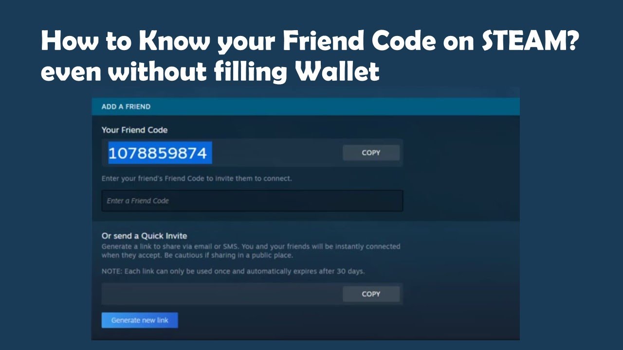 How To Know Your Friend Code On Steam? Even Without Filling Wallet - Youtube